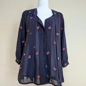 Embroidered butterfly blouse